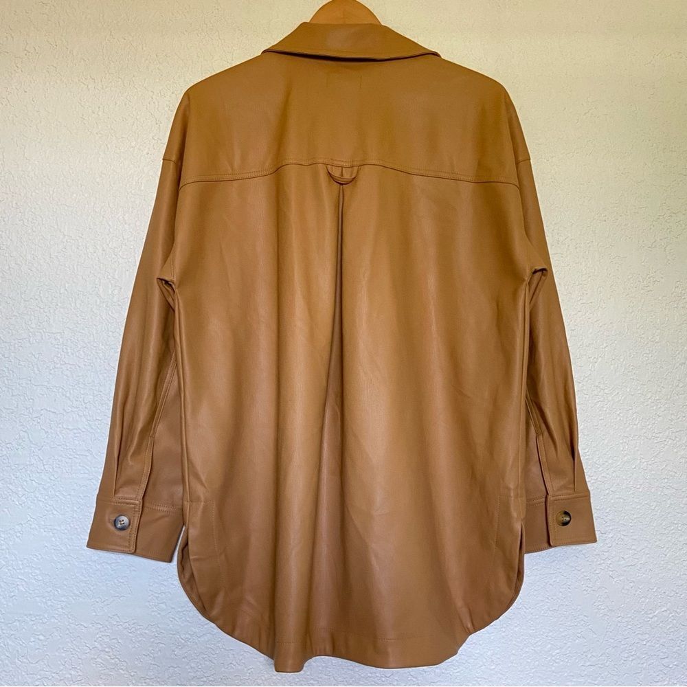 Anthropologie Maeve Faux Leather Oversized Shirt Jacket - Picture 5 of 15